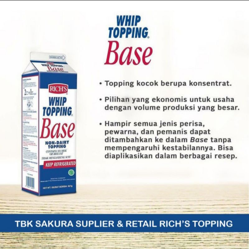 Jual RICHS Topping Base Whipping Cream 907 gr ( Gosend Bandung