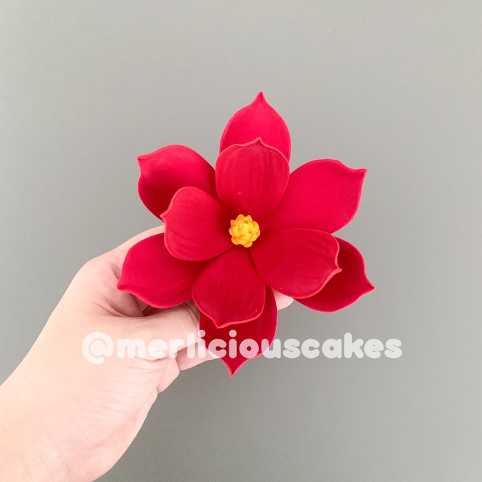 Jual Magnolia Red Bunga Gumpaste Flower Cake Kue Topper Shopee Indonesia