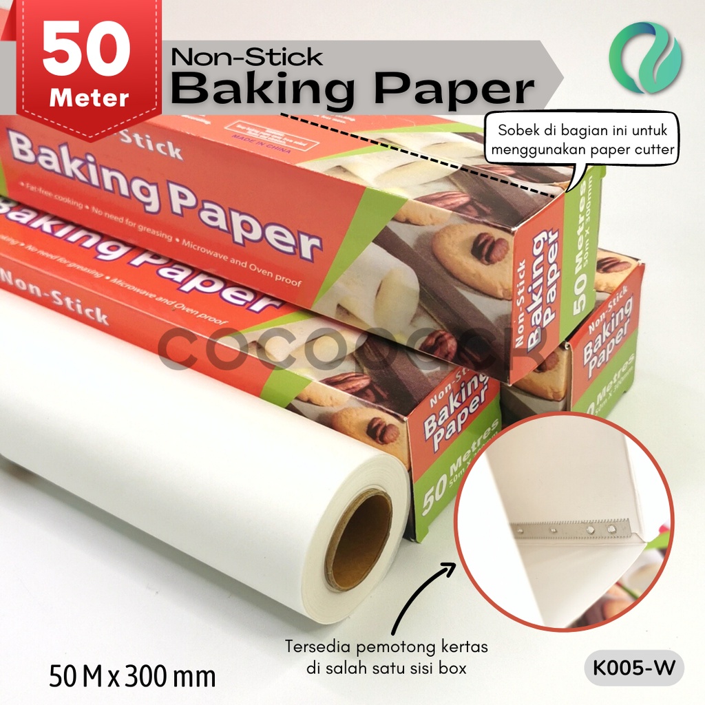 Jual Non Stick Baking Paper Kertas Alas Roti Kue 30cm x 50m White