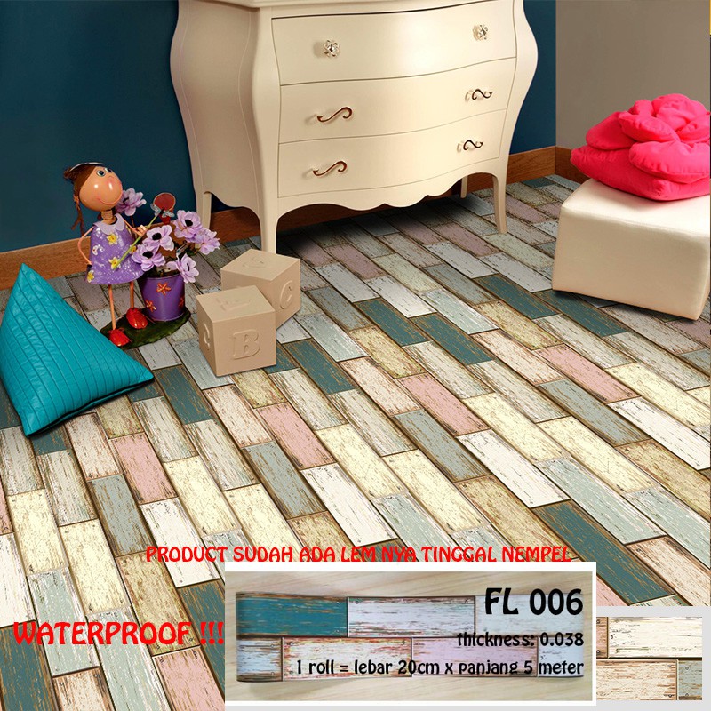 Jual WALLPAPER LANTAI STICKER LANTAI FL 006 KAYU VINTAGE UKURAN 20CM X
