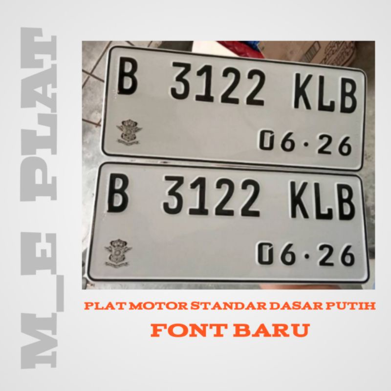 Jual PLAT NOMOR MOTOR STANDAR FONT BARU DASAR PUTIH TULISAN HITAM harga