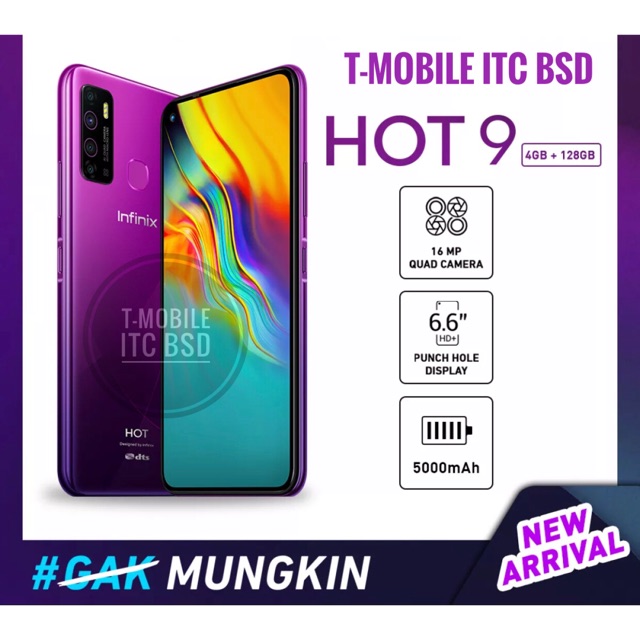 Jual INFINIX HOT 9 RAM 4GB 128GB PURPLE QUAD CAMERA PUNCH HOLE