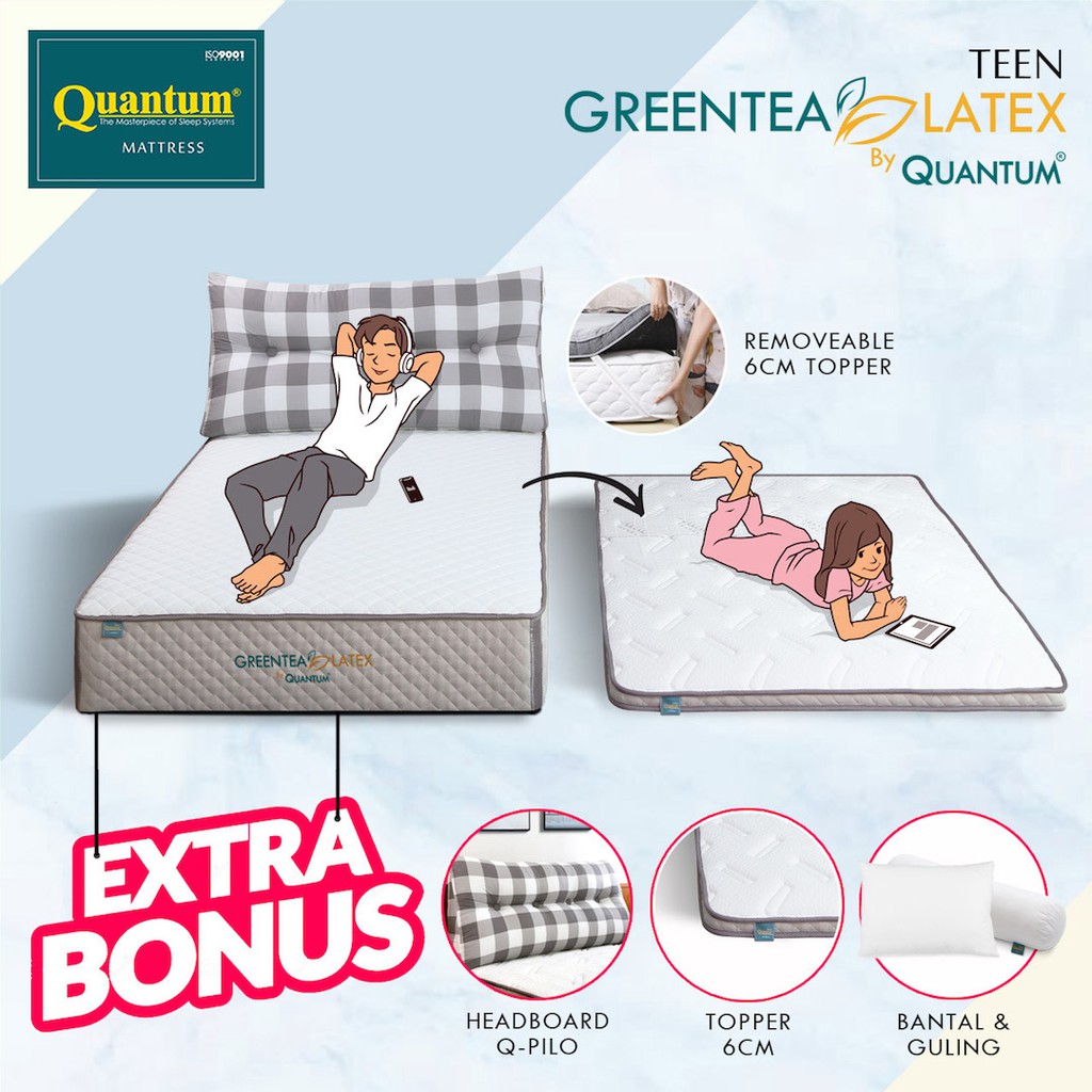 Jual Quantum Greentea Latex Teen QPilo Kasur Springbed Spring Bed