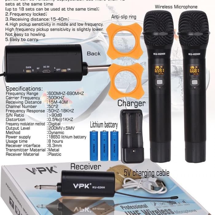 Jual Microphone Wireless Bisa Cas VPK KU 02HH bisa jarak 30meter