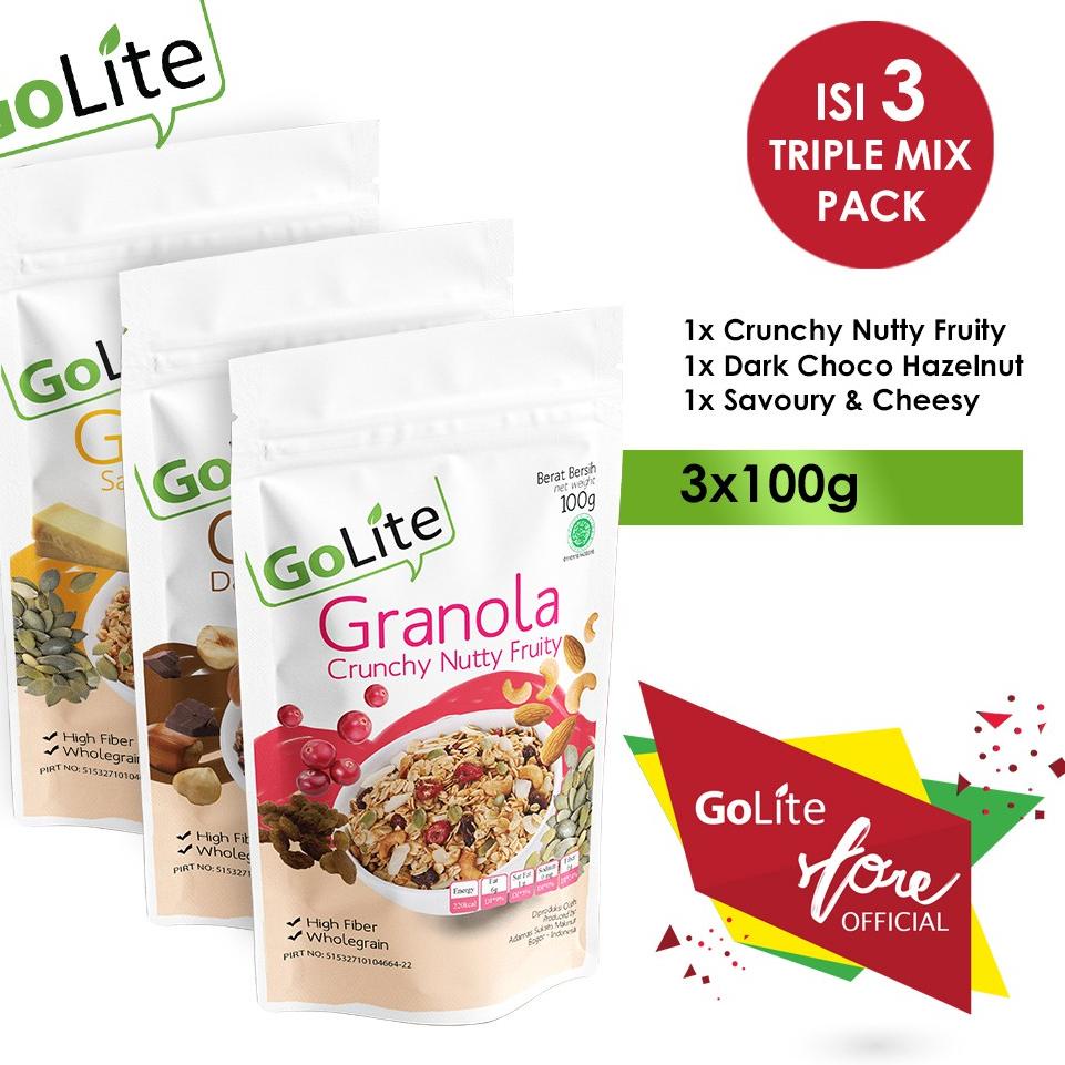 Jual Ready Stock JSNGH Granola GoLite Triple Mix Pack (100gr) Q84 Model