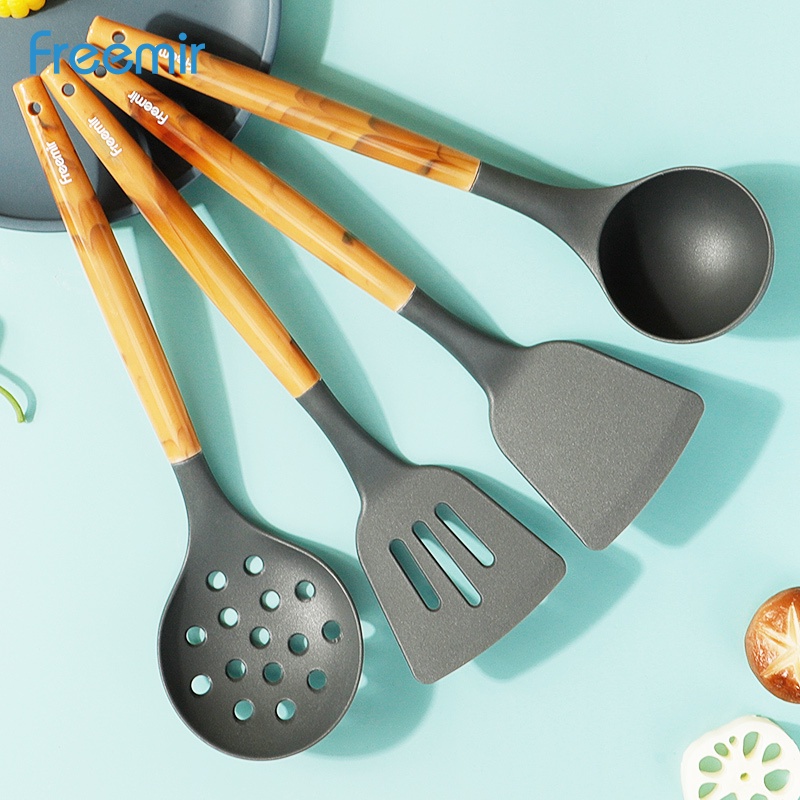 Jual Spatula Tahan Panas Silikon Nilon Wajan Anti Lengket Tanpa Lubang