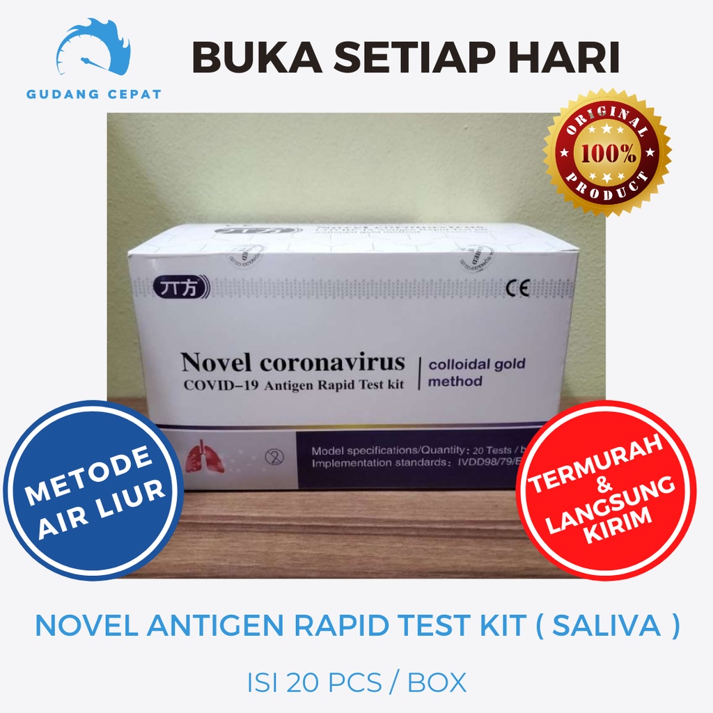 Jual Novel Coronavirus Covid19 Antigen Saliva Rapid Test Kit Swab