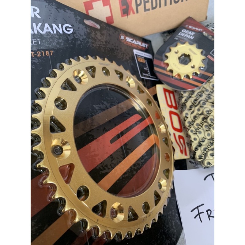 Jual gear set crf 150 Scarelt rantai gold depan 14 15 16 belakang 4556 gir crf Set supermoto