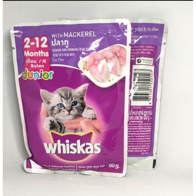 Jual Whiskas Pouch Junior Mackerel 212 Bulan 80 Gr Makanan Kucing