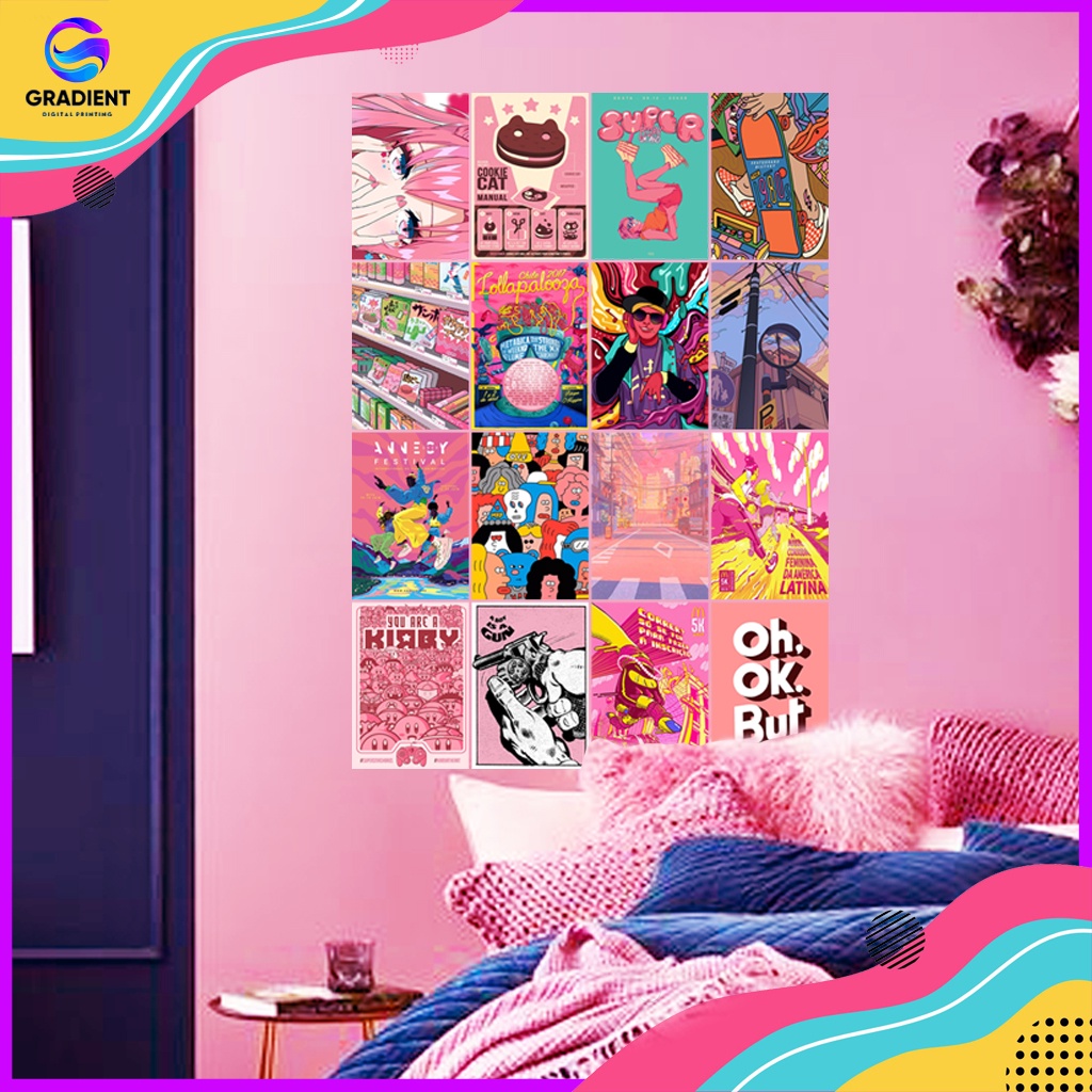 Jual Poster / Wallpaper Dinding Kamar Aesthetic Pink Shopee Indonesia
