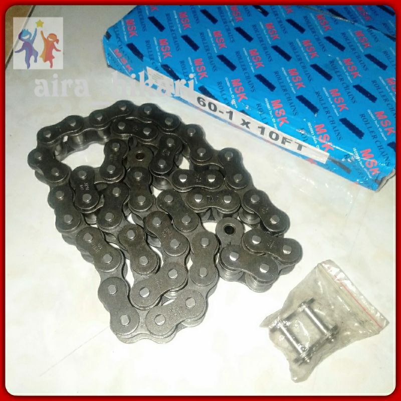 Jual MSK Roller chain rantai rante RS 60 single ( 601 x 10 FT