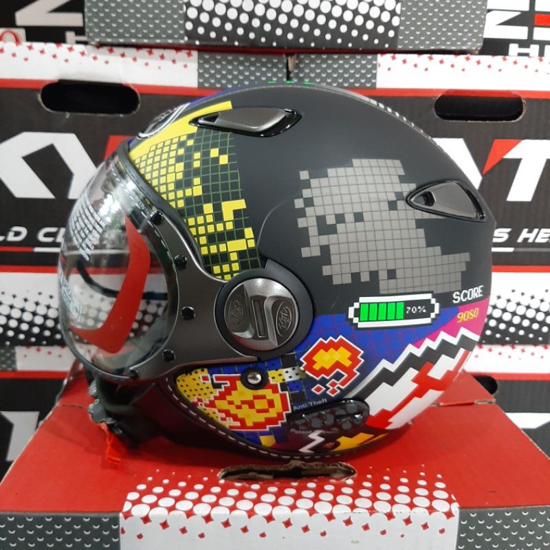 Jual HELM KYT ELSICO MOTIF 7 BLACK DOFF YELLOW RED Shopee Indonesia