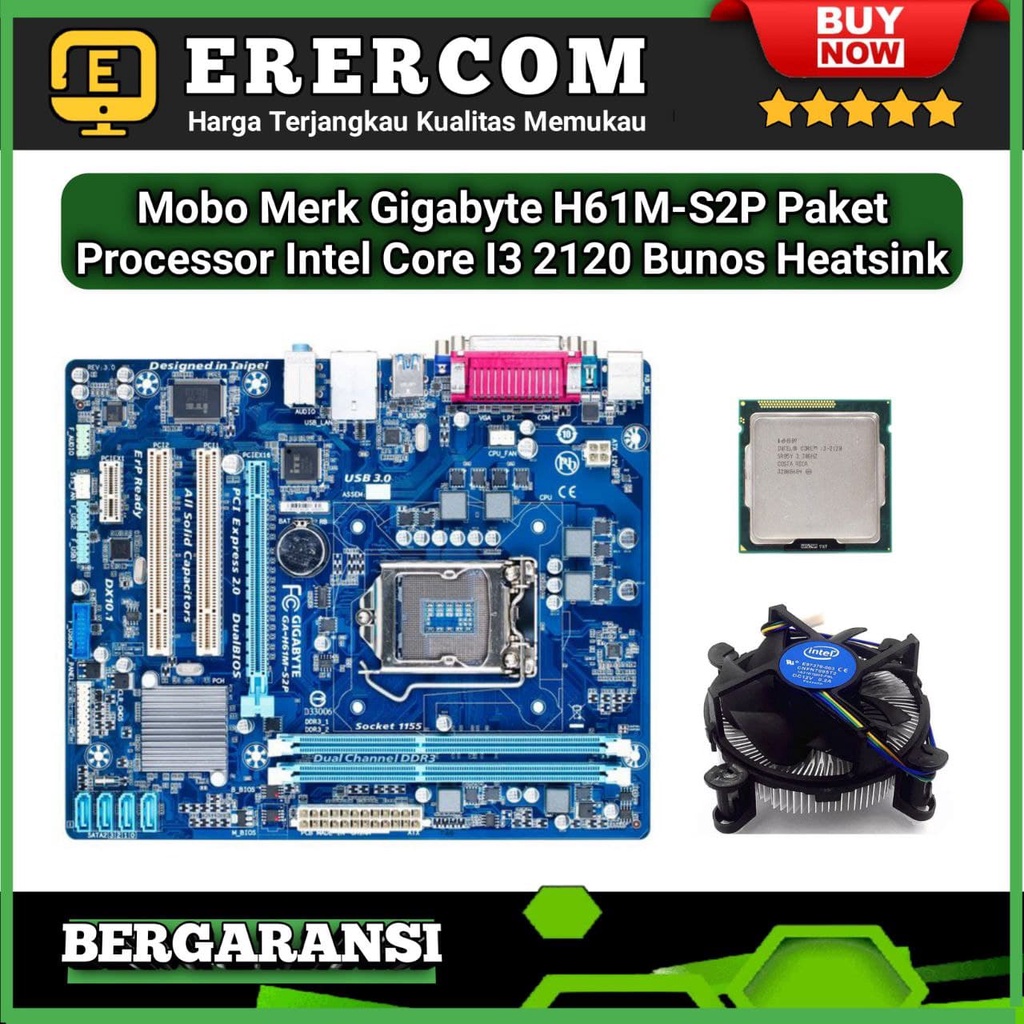 Jual Motherboard Mainboard Mobo Gigabyte H61MS2P Paket Prosesor Intel
