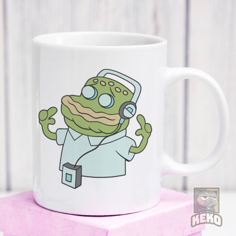 Jual spongebob grandpa fish listen to music Mug Gelas Keramik Unik
