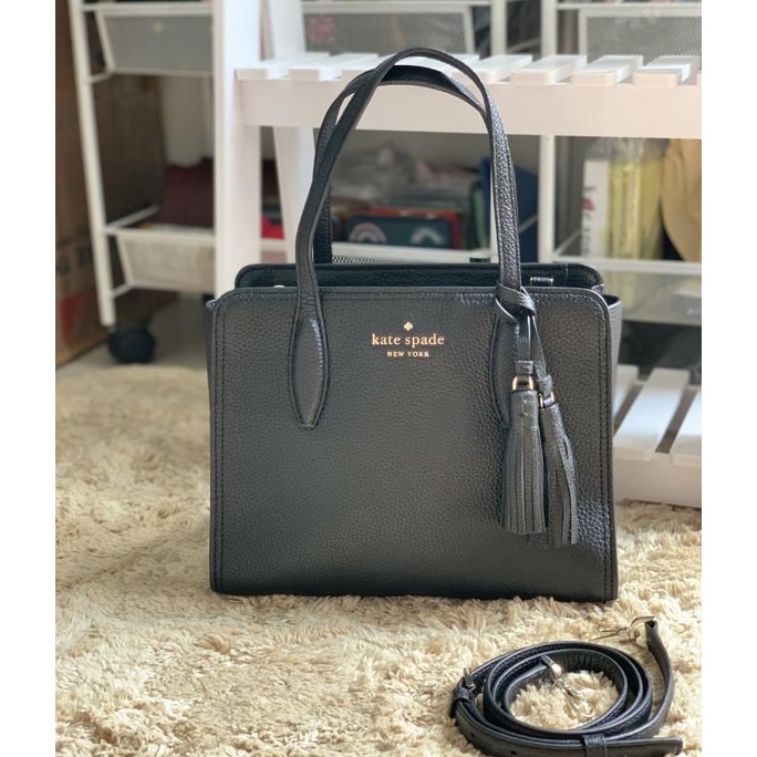 Jual Kate Spade Small Top Zip Satchel Rowe Black Shopee Indonesia
