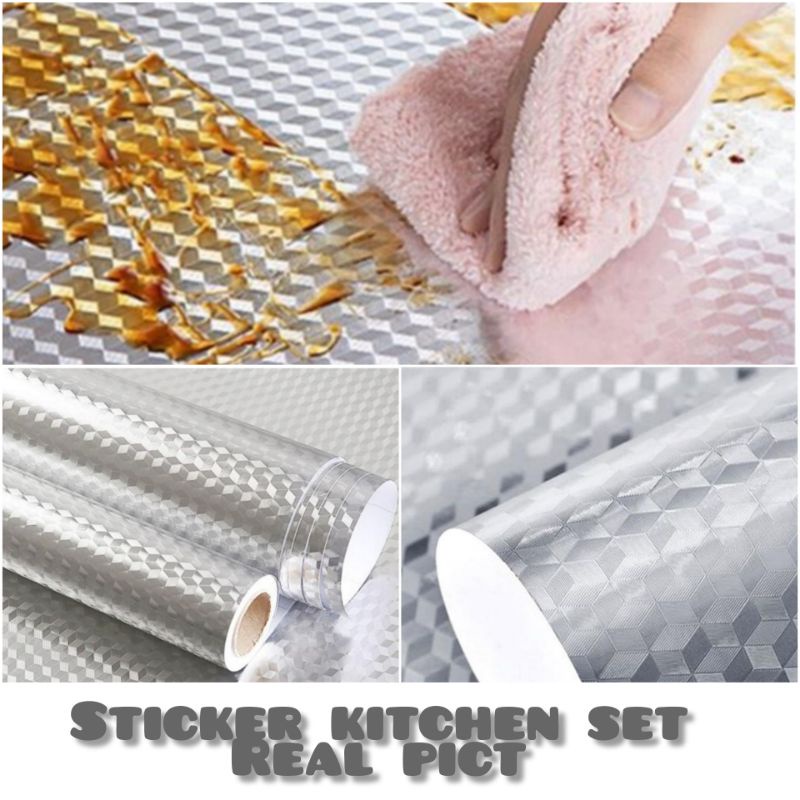 Jual (COD)!!Stiker Kitchen Aluminium Foil /Wallpaper Anti Minyak