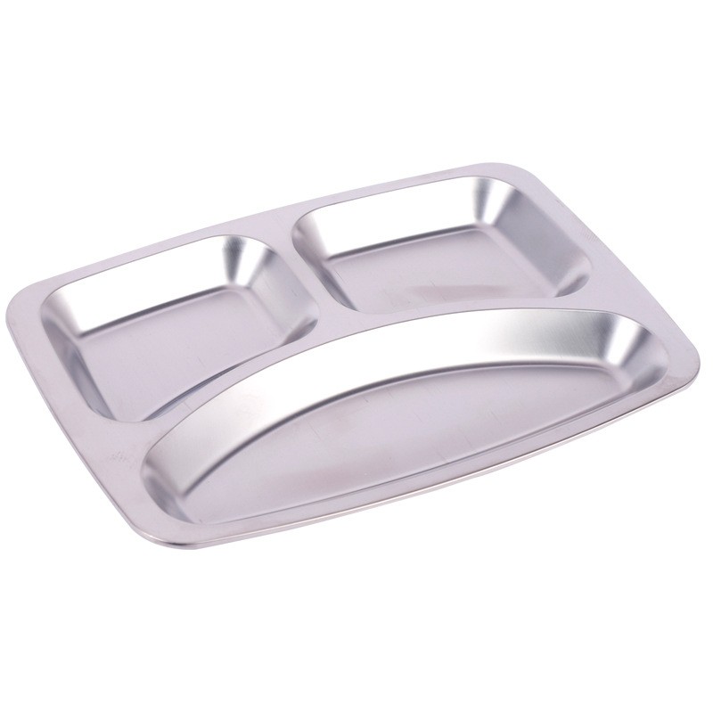 Jual Food Mes Trey Tray Trai Nampan 3 Kotak Lubang Stainless Steel Lobang Piring Ompleng Sekat