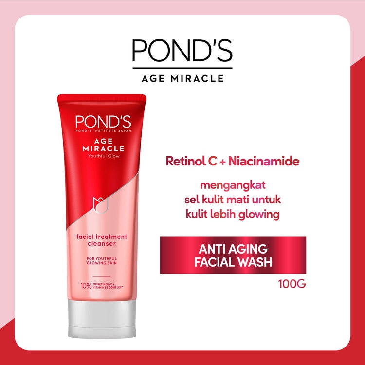 Jual Ponds Age Miracle Facial Wash Anti Aging+Glowing with Retinol