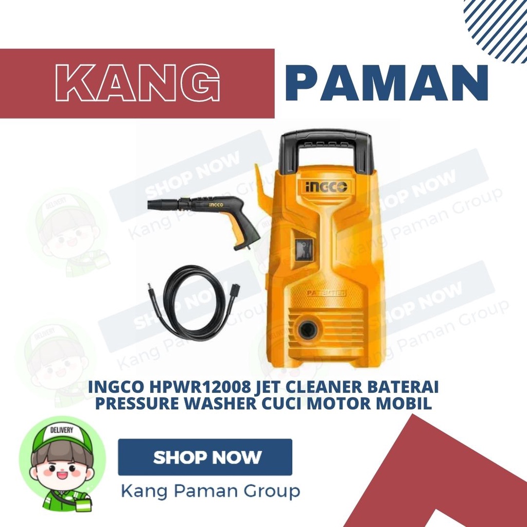 Jual INGCO HPWR12008 jet cleaner baterai Pressure Washer cuci motor