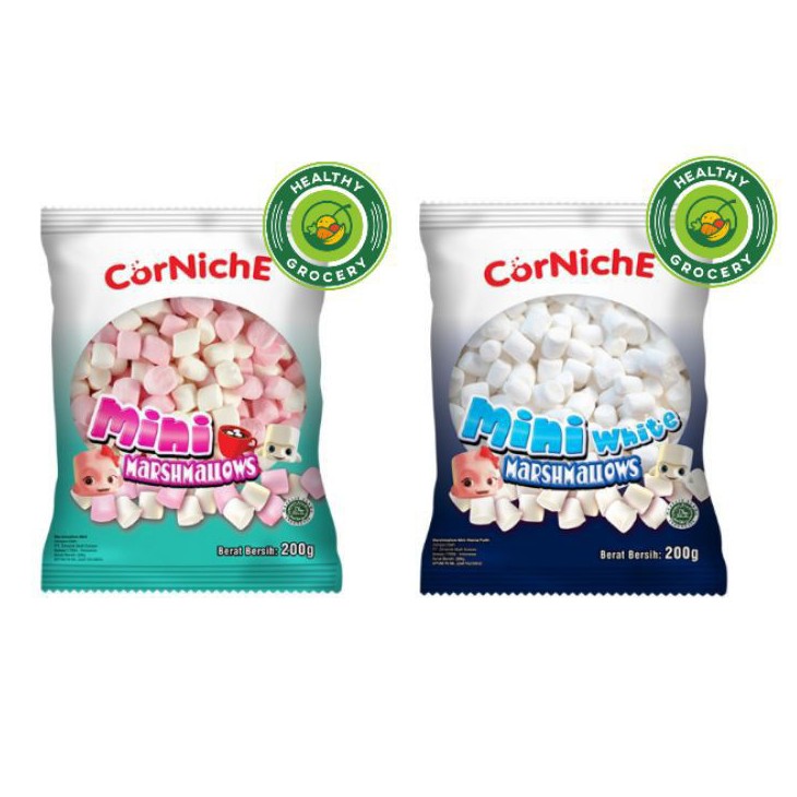 Jual CORNICHE Halal Mini Marshmallow Permen 200gr / Snow White / Pink