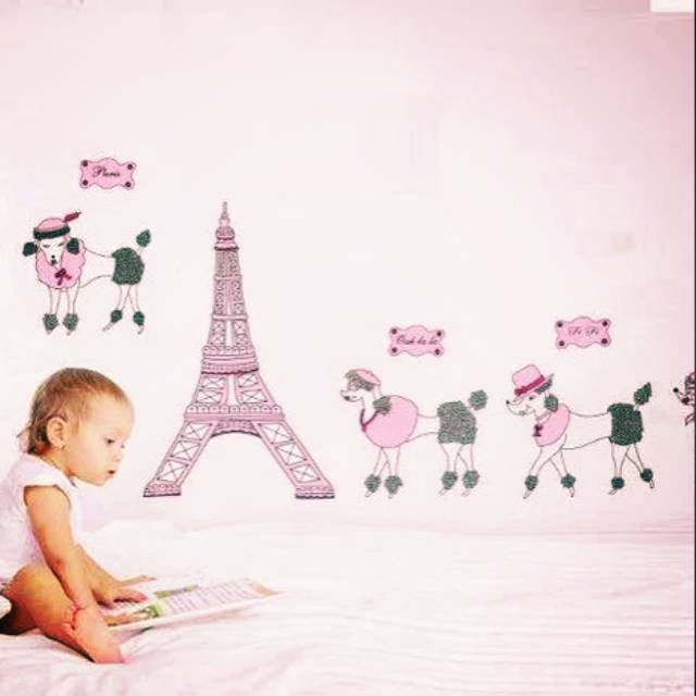 Jual Stiker Dinding Wallpaper 60x90cm Motif Karakter Menara Eiffel