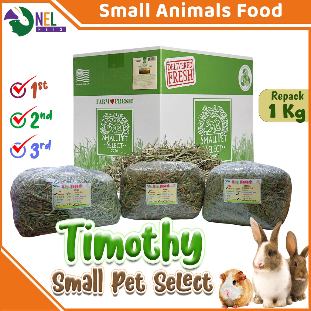 Jual SMALL PET SELECT HAY/TIMOTHY HAY SPS/pakan kelinci/ALFALFA HAY/OAT HAY REPACK 1KG Shopee