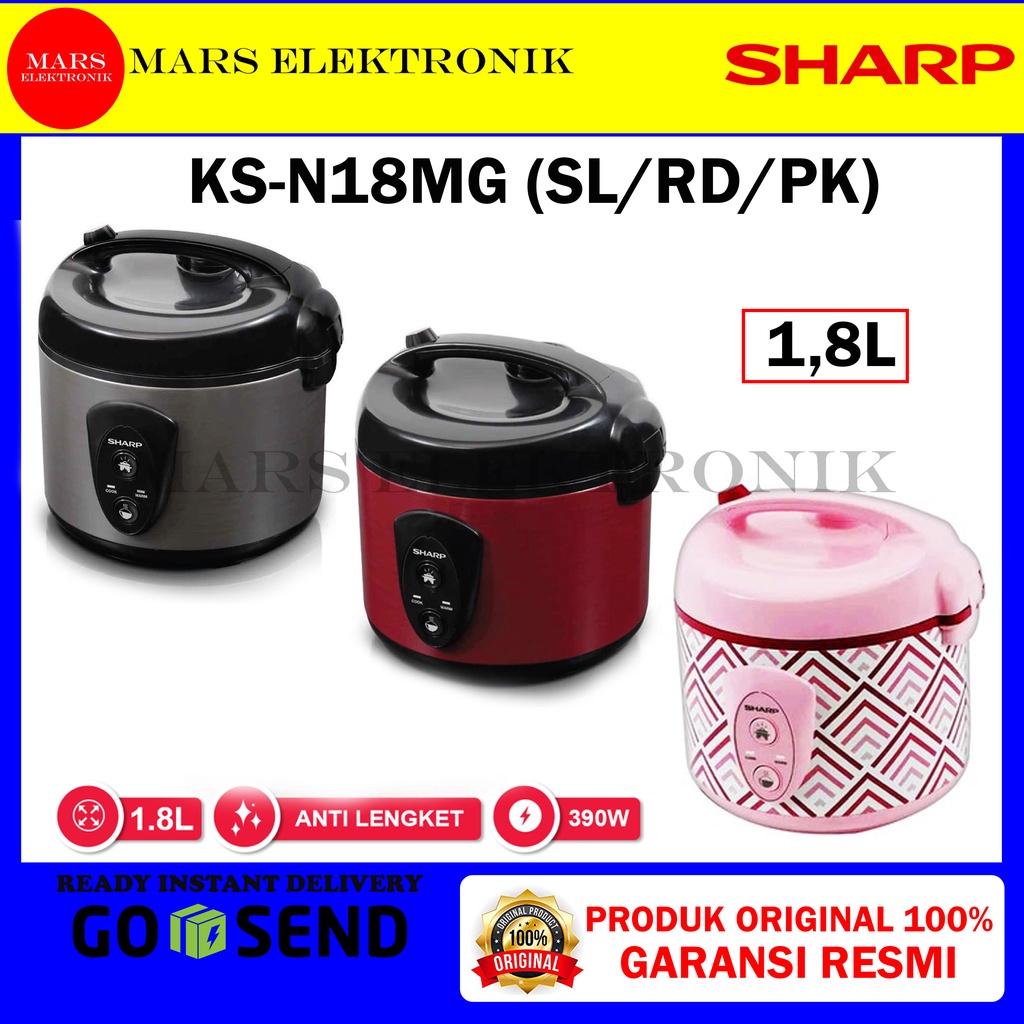 Jual RICE COOKER SHARP KSN18MG SL/RD / KAPASITAS 1,8 LITER / KS N18MG