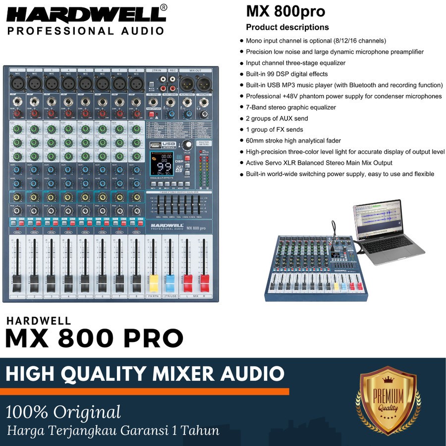 Jual Mixer Hardwell MX 800 Pro MX800 Pro Mixer Audio 8 Channel Original