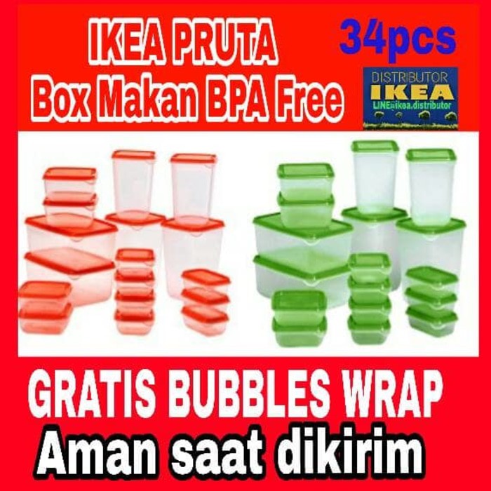 Jual PROMO 2x17pcs IKEA PRUTA Kotak Makan Plastik Microwave Safe Hijau