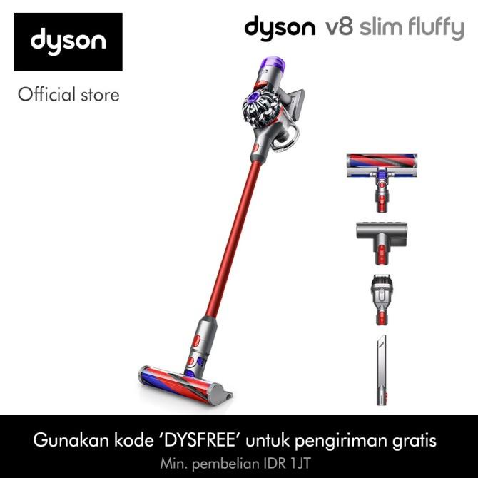 Jual Dyson V8 Slim Fluffy Cordless Vacuum Cleaner (Nickel/Red) Shopee
