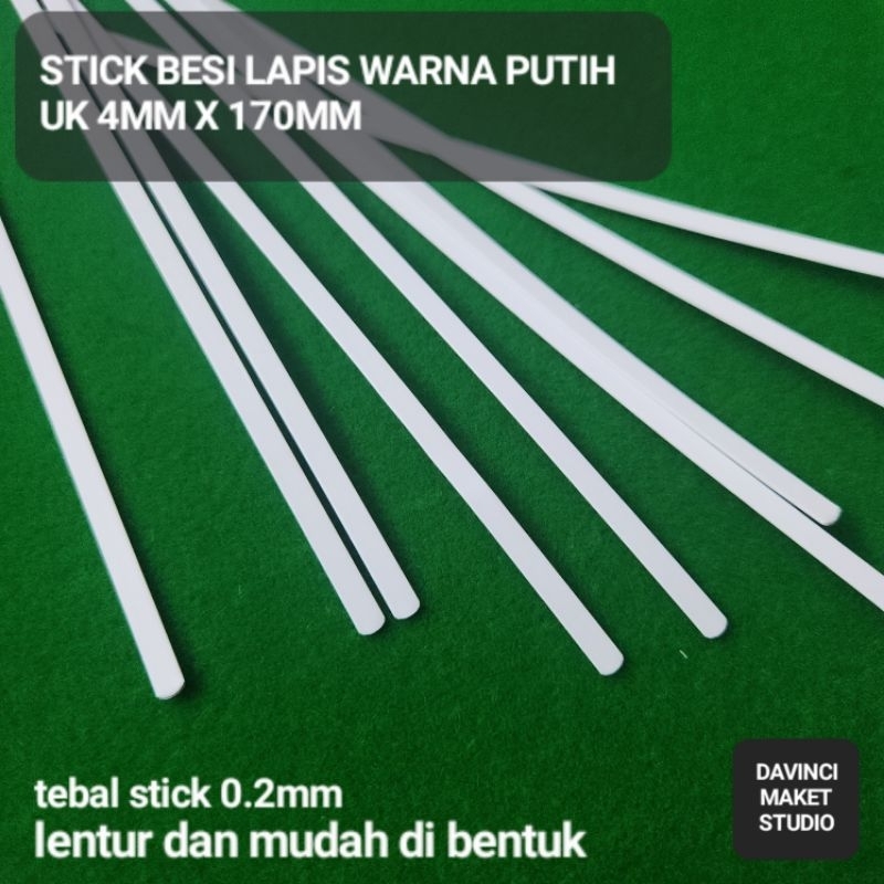 Jual Metal Stick Profile Stik Besi Lapis Warna Putih 4MM X 170MM 17CM