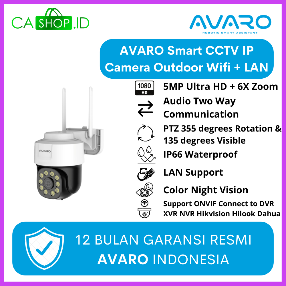 Jual Avaro Smart CCTV WIFI IP Camera Audio Apps LAN ONVIF DVR NVR