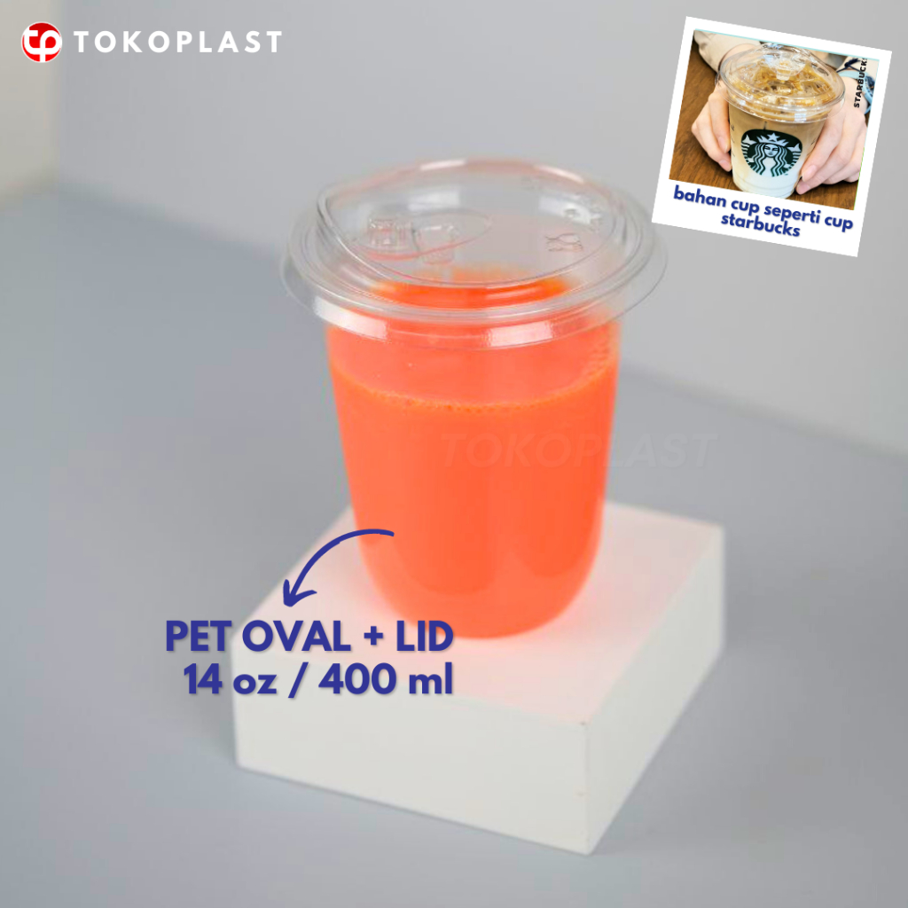 Jual PET CUP STRAWLESS 12 OZ 14 OZ 16 OZ GELAS PET OVAL GELAS PET DATAR