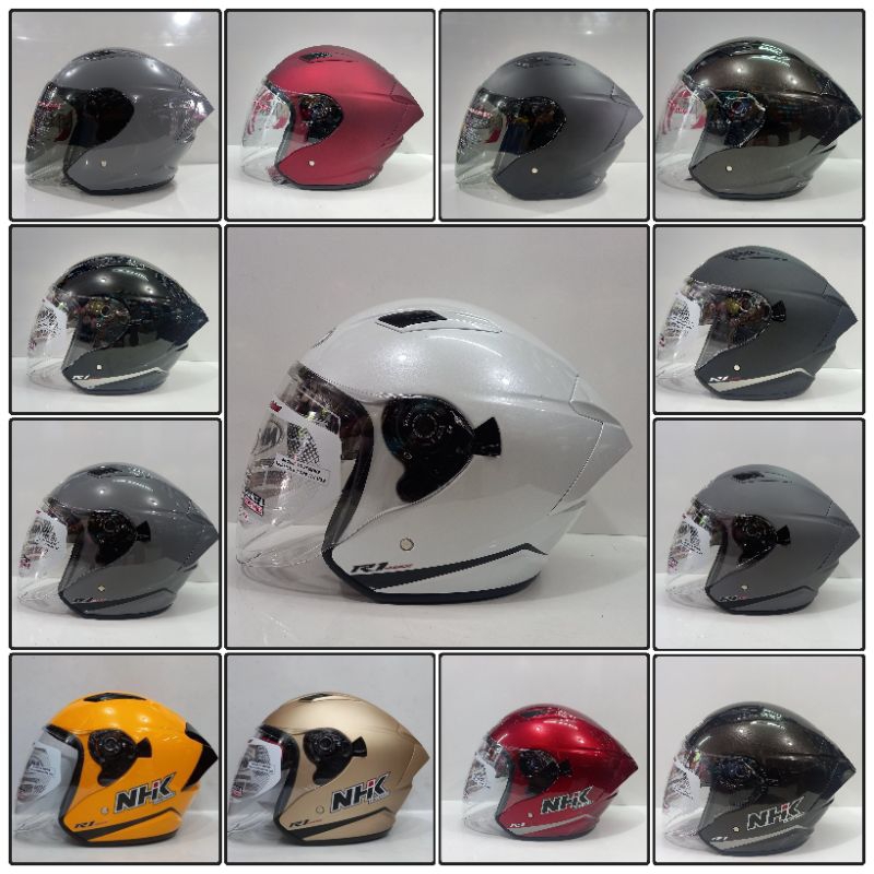 Jual HELM HALF FACE NHK R1 MAX SOLID DOUBLE VISOR & NHK R1 ELITE SINGLE
