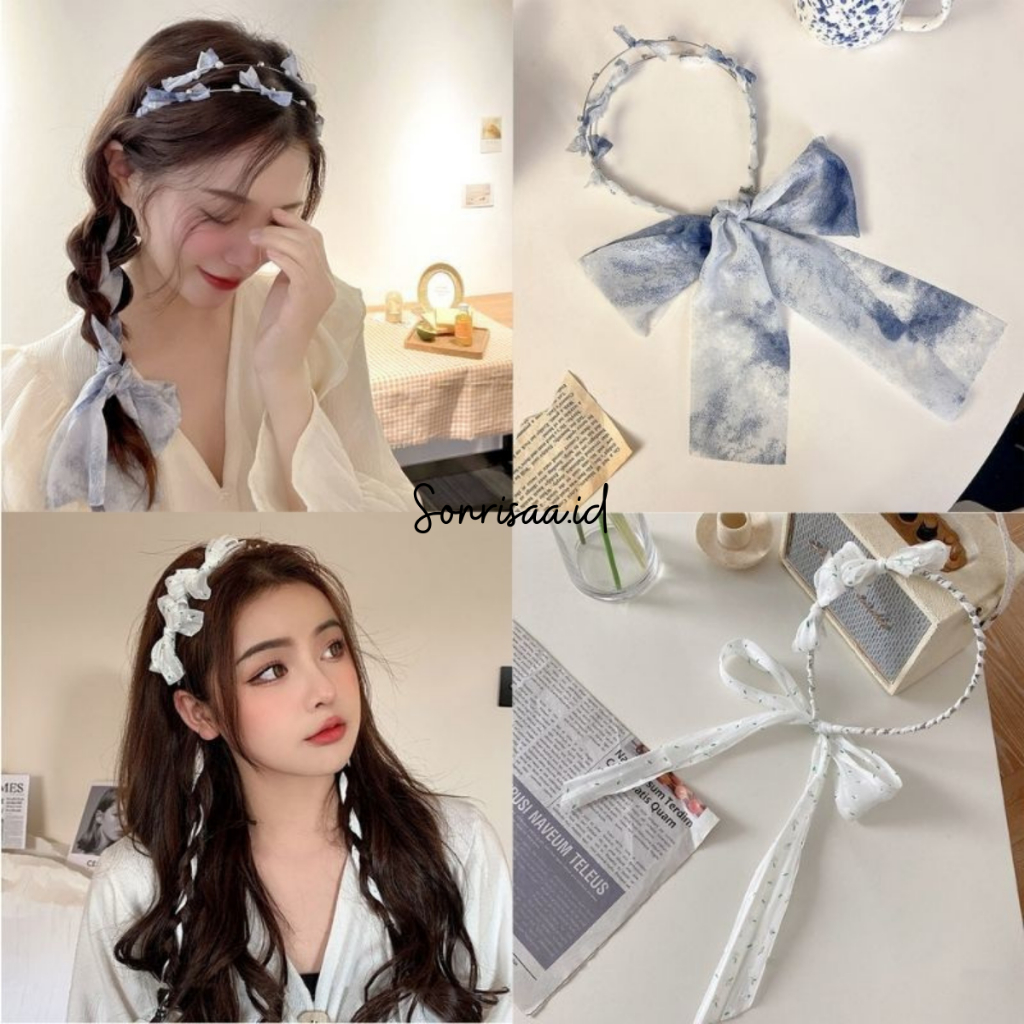 Jual Bando Tali Korea / Bando Pita Mutiara / Bandana Korea Wanita / Pearl Headband Shopee