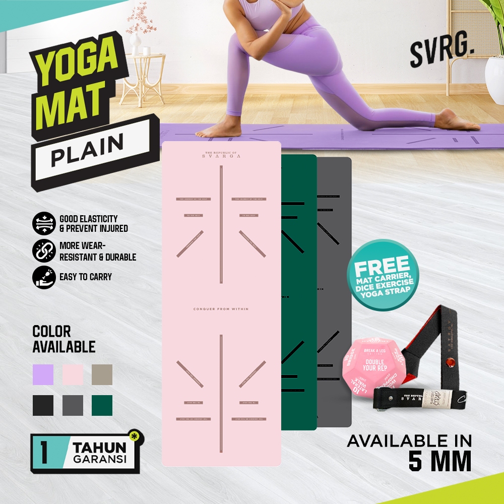 Jual Matras Yoga / Yoga Mat Svarga 5mm Ekata Plain Premium Rubber Mat