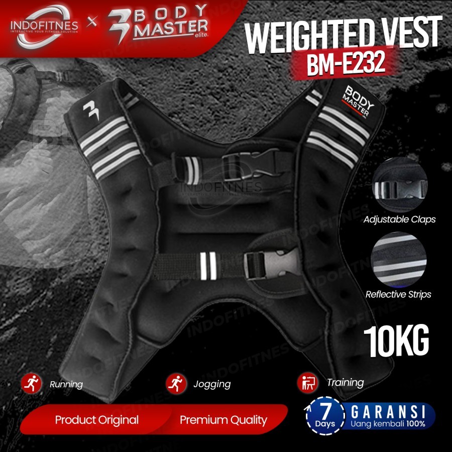 Jual BODYMASTER Weighted Vest 10KG E232 Rompi pemberat beban 10 KG
