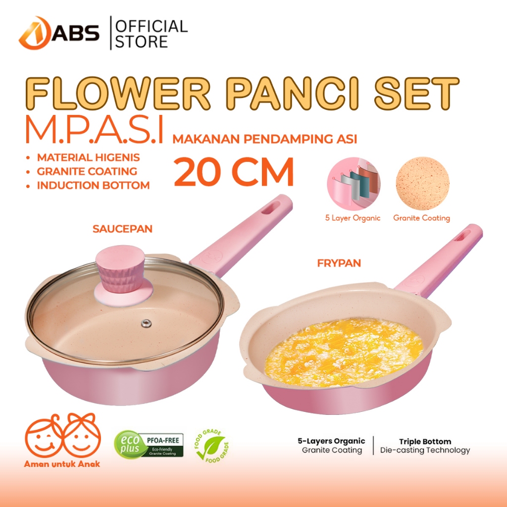 Jual ABS Sakura Panci Set Bayi 2pcs Granit Wajan Keramik Food Grade
