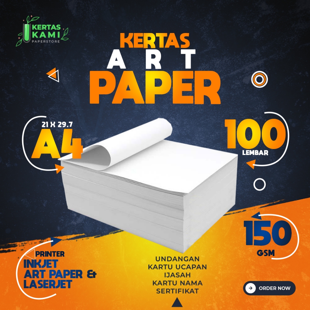 Jual Kertas Art Paper 150 gsm A4 isi 100 Lembar Art Paper 150 gram 1 Pack Bahan Lemas Brosur