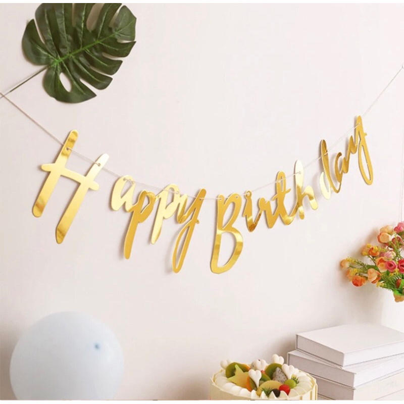 Jual Banner Happy Birthday Sambung Latin / Banner HBD Huruf Latin Set