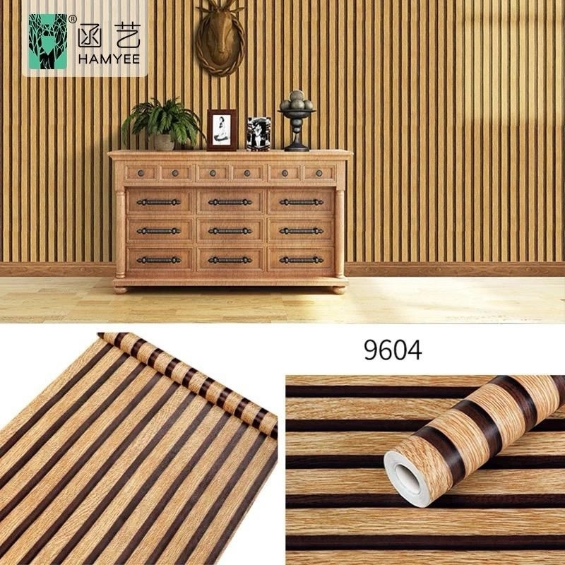 Jual Wallpaper Sticker Dinding Motif Kayu Garis Kombinasi Hitam