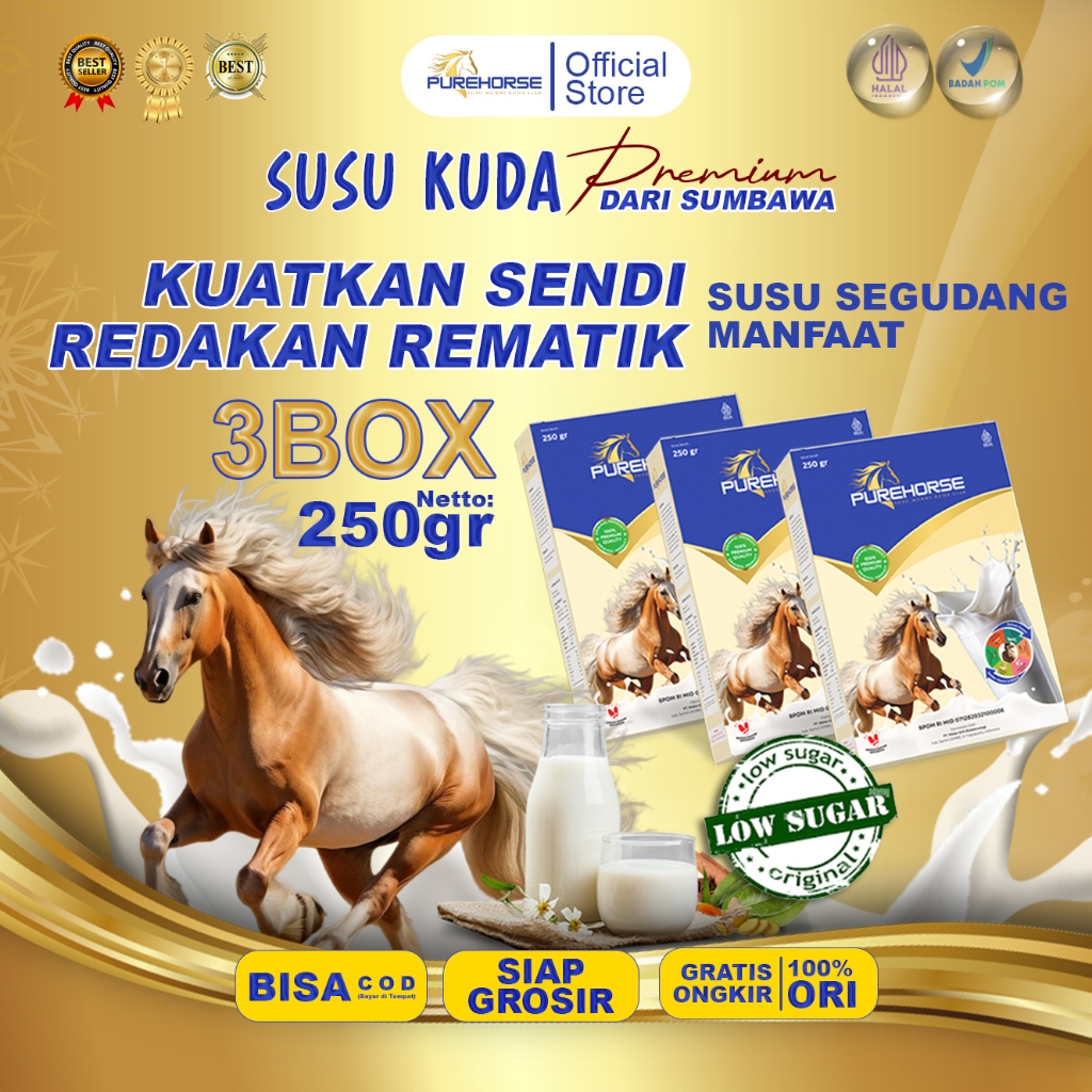 Jual Purehorse Susu Kuda Liar Asli Sumbawa Rendah Gula Kemasan 250gram
