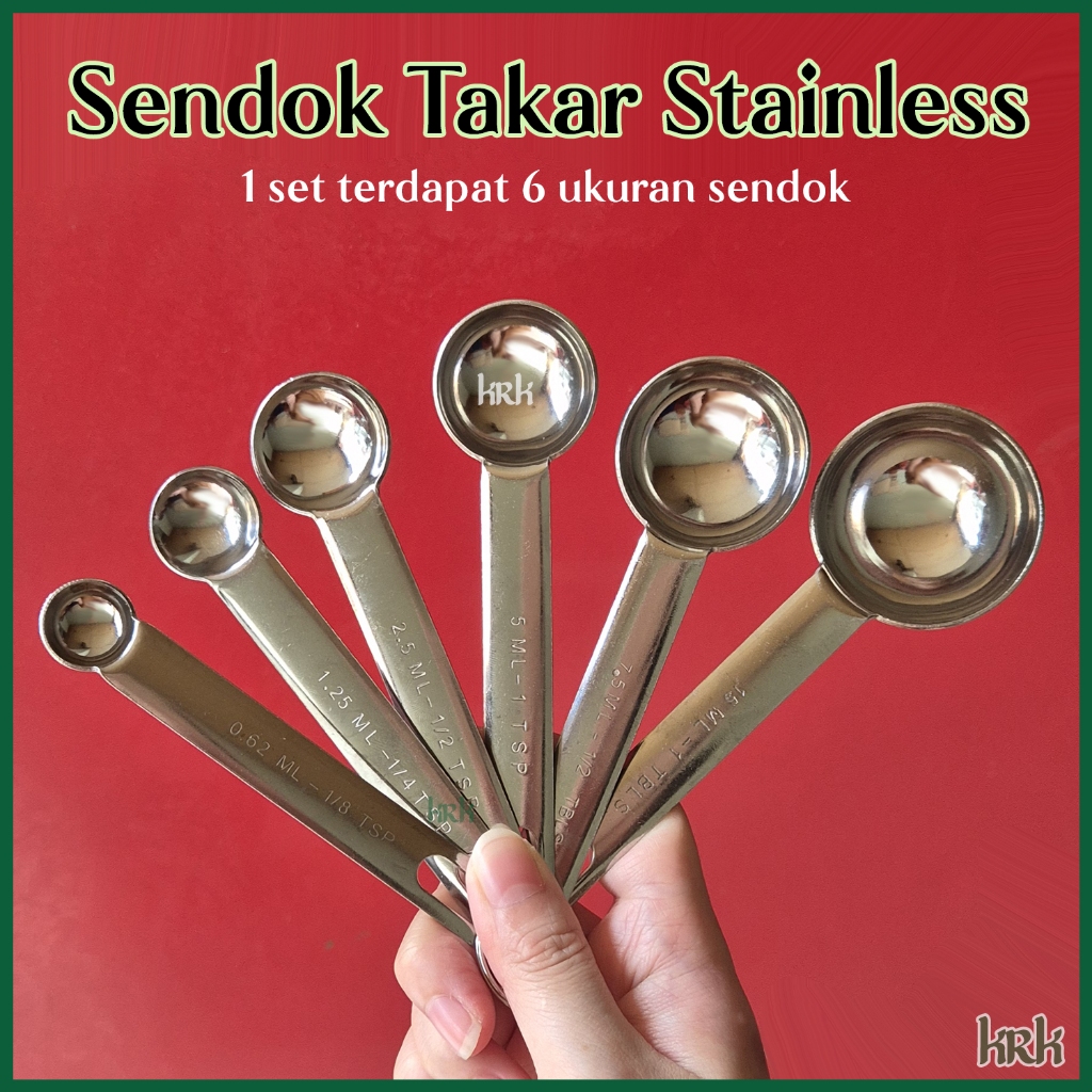 Jual KRK Sendok Takar Stainless Steel 1 set isi 6 Measuring Spoon(04)