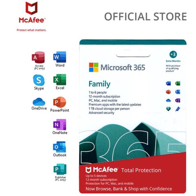 Jual Microsoft 365 Family + Mcafee Total Protection Shopee Indonesia