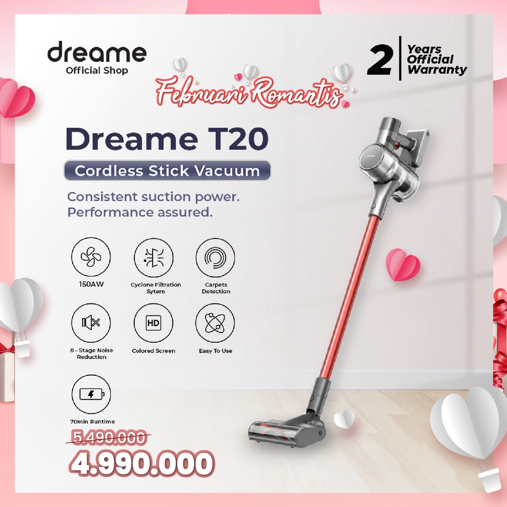 Jual Dreame T20 Penyedot Debu Cordless Stick Vacuum Cleaner Handheld