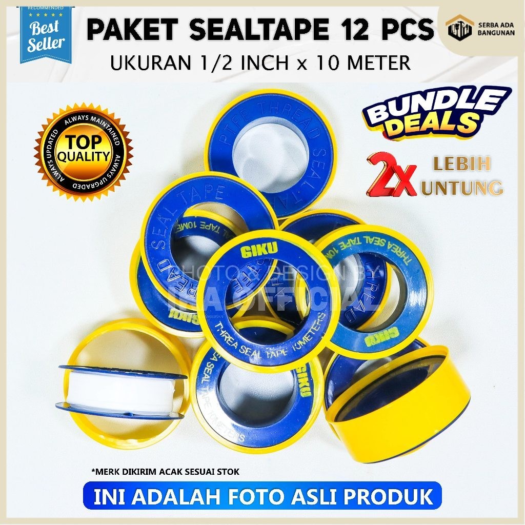 Jual SAB (HARGA PER SLOP) Seal Tape 1/2" 12mm x 10m Penutup Kran Bocor