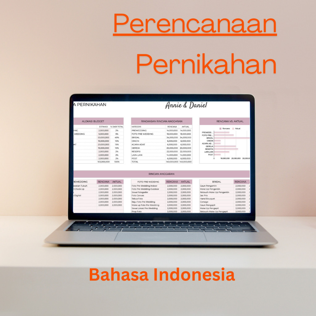 Jual Spreadsheet Perencanaan Pernikahan Google Sheets checklist dan