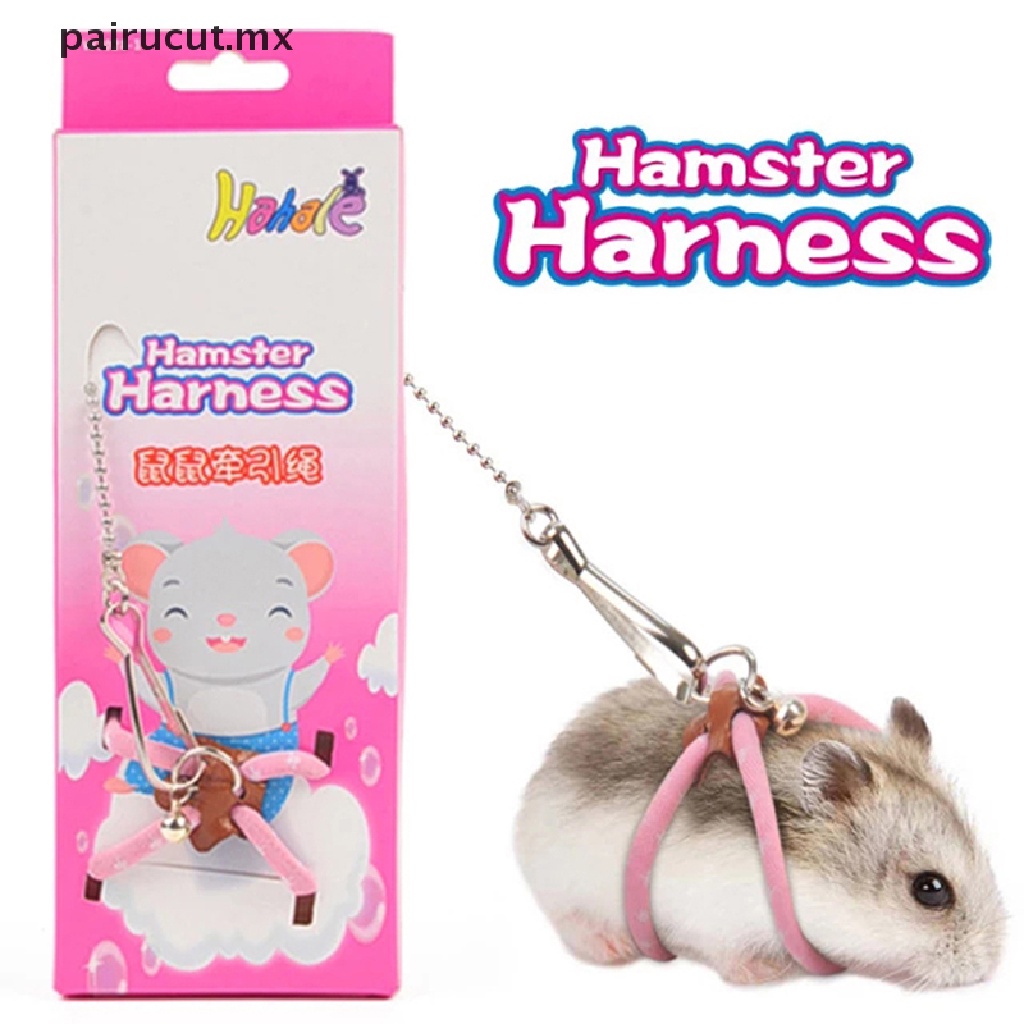 pairucut Adjustable Small Pet Hamster Leash Harness Set With Bells