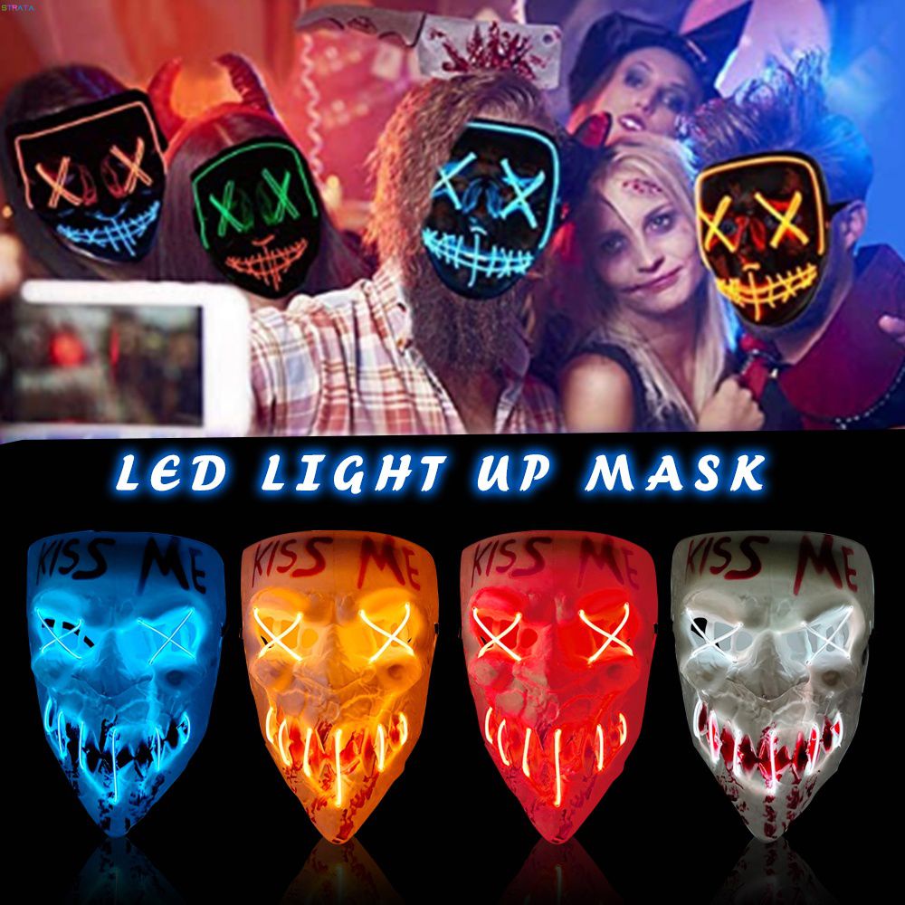 Kiss me máscara luminosa Máscara LED De Halloween Fiesta De Neón Luz
