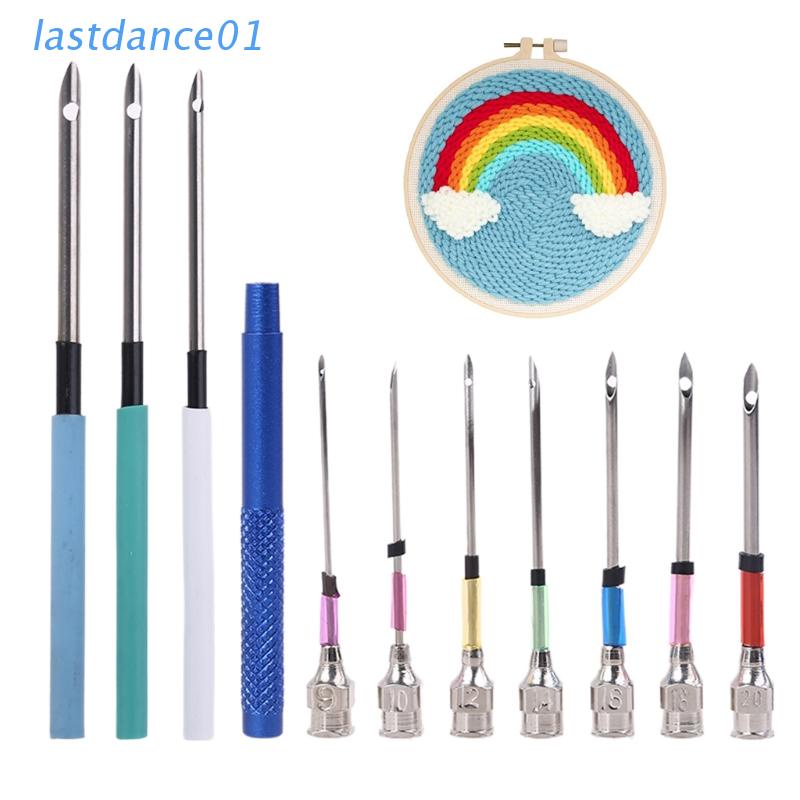 LAS 10 Pcs/Set Embroidery Stitching Punch Needle with Storage Bottle